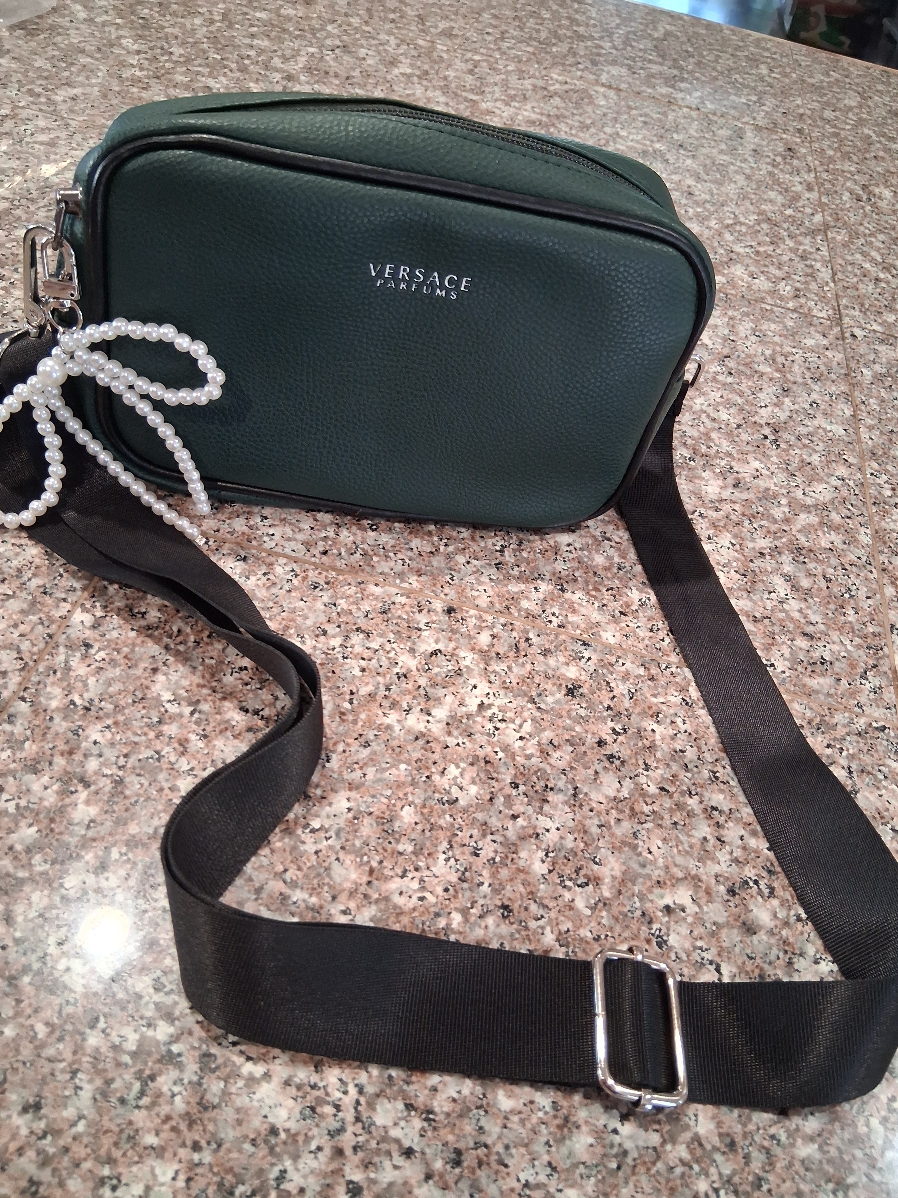 Versace Parfums Gwp Green Faux Leather Crossbody BagBrand New
